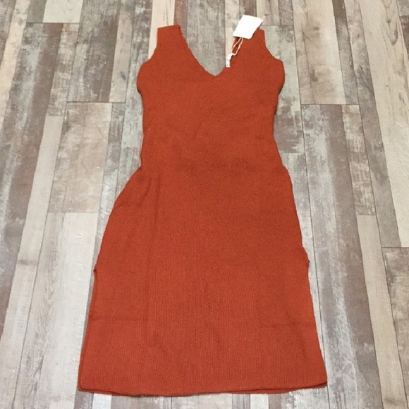 Zara burnt orange knit tie dress size medium - Picture 3 of 5